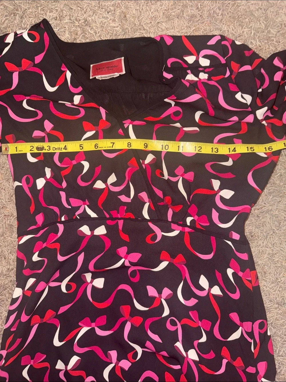 kate spade Black Dress with Pink and Red Abstract Ribbon Print